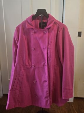 torrid Hot Pink Double-Breasted Pea Coat
